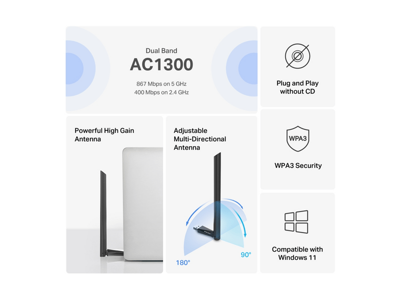 Mercusys MA30H AC1300 Dual Band USB Adapter