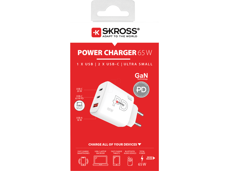 SKROSS gyorstöltő 65W 2USBC,USB,PD,