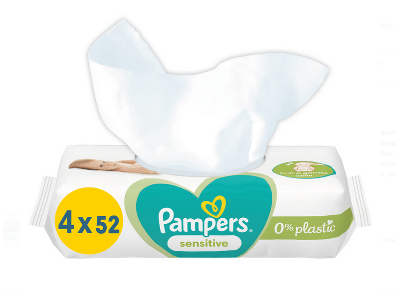 Pampers Sensitive törlőkendő, 4x 52 db