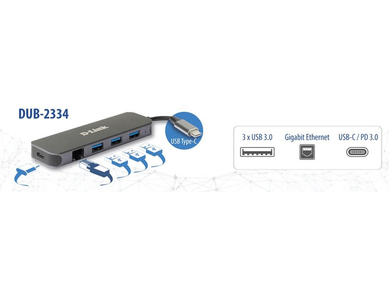 D-Link DUB-2334 5-in-1 USB-C HUB