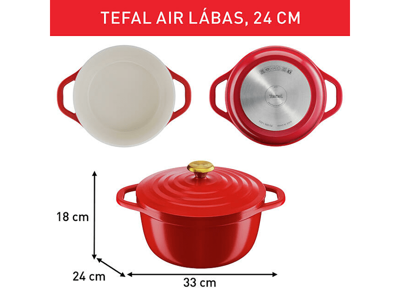 TEFAL Air lábas 24cm + fedő piros