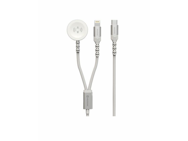 Swissten 2in1 Vezeték nélküli töltő, Apple Watch & lightning kábel, USB-C (22065503)