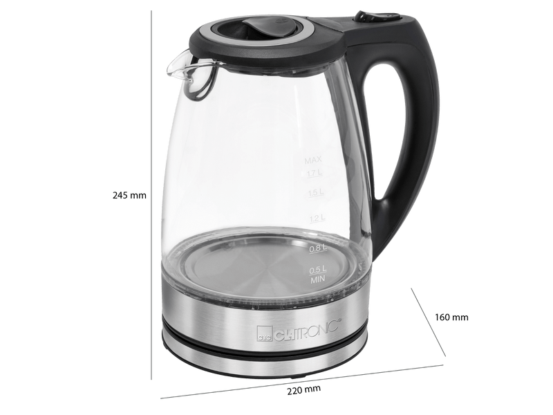 Üveg vízforraló, 1.7L, 2200W