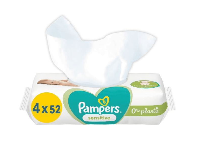 Pampers Sensitive Nedves Törlőkendő, 4 x 52 db