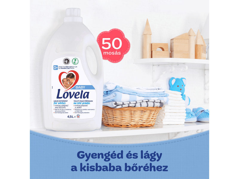 Lovela Baby Folyékony mosószer fehér ruhákhoz, 4,5 l