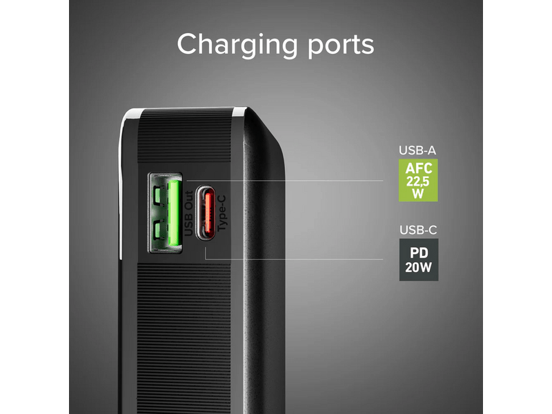 SBS 10.000 mAh Powerbank s kabelom, crni (TTBB10000LCDTCPD20K)
