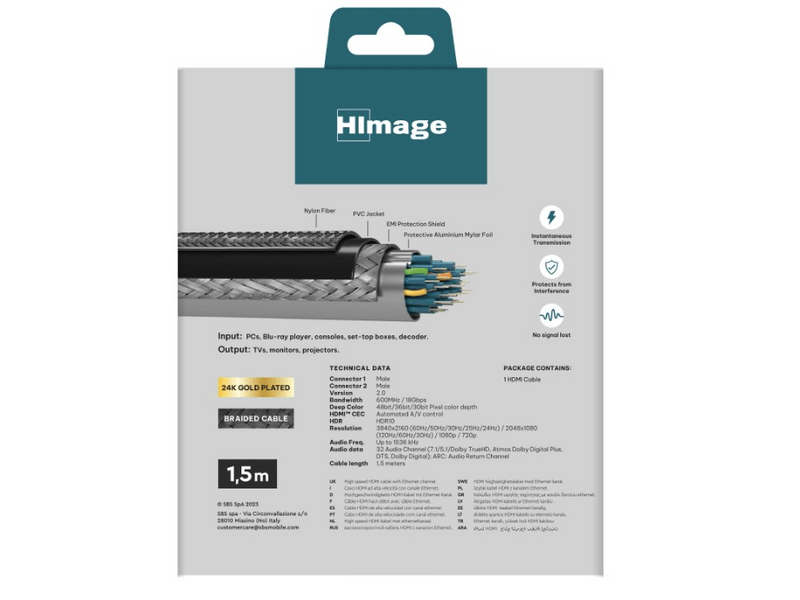 HImage HDMI 2.0 kabel, 1,5 m (HIP20HDMI4K15MMG)