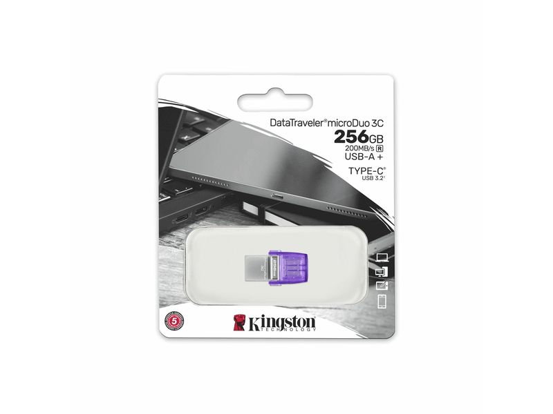Kingston DataTraveler microDuo 3C USB-A+USB-C USB memorijski ključ, 256 GB