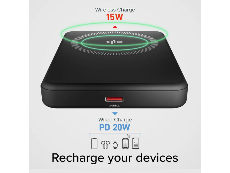 SBS 5000 mAh Mag Power Bank Qi2 baterija (TEBB5000QI2)