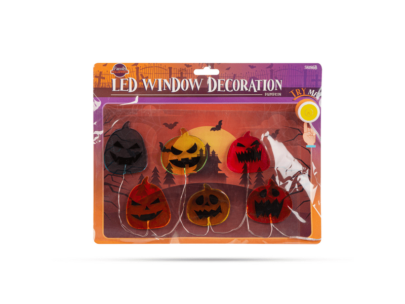 Family 58186B Halloween-i LED ablakdekor gél - tök