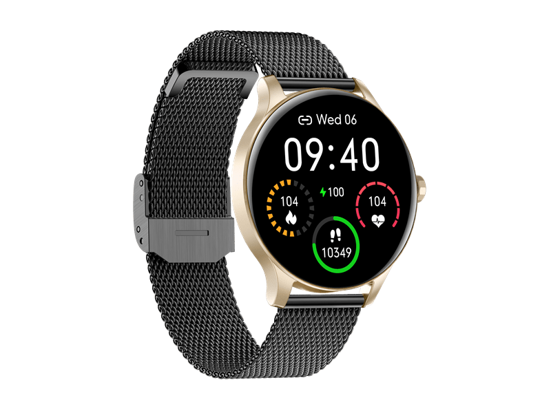 Garett Classy Okosóra, fekete-arany, acél szíj