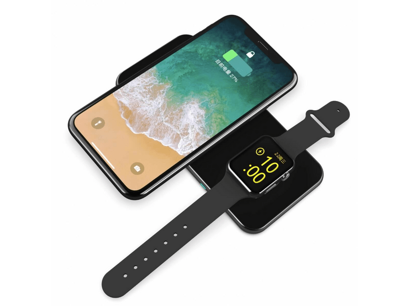 Swissten 2in1 ultravékony vezeték nélküli töltő, fekete (22055520)