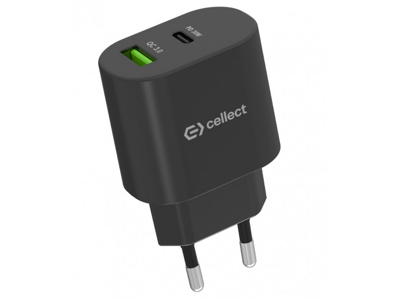 Cellect 30W USB-A/USB-C Hálózati gyorstöltő adapter (MTCB-PD30WNE-BK)
