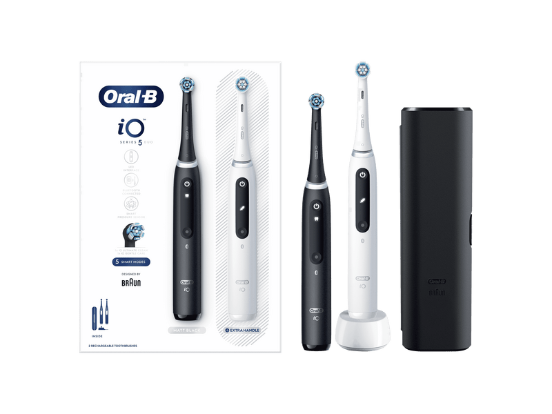 Oral-B iO 5 Elektromos Fogkefe, fekete + fehér