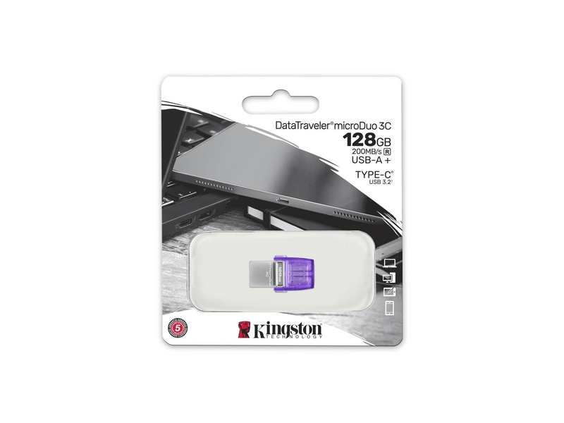 Kingston DataTraveler microDuo 3C USB-A+USB-C USB memorijski ključ, 128 GB