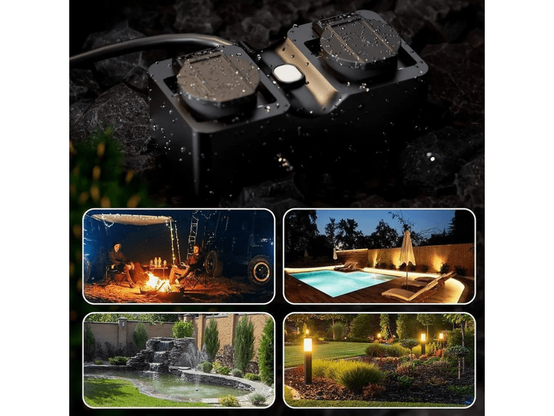 Meross dupla kültéri teljesítménymérős hosszabbító, 1,5m (MOP320MA-EU)