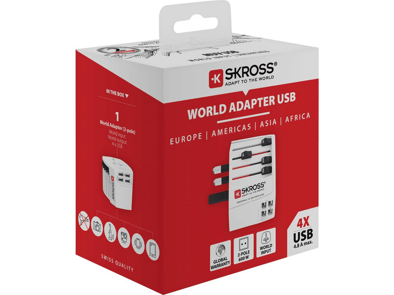 Skross Világutazó hálózati átalakító, 4xUSB (1.302961)