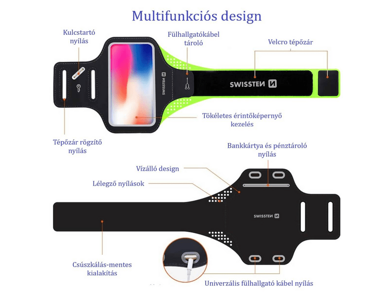 Swissten telefontartó karpánt sportoláshoz, 7