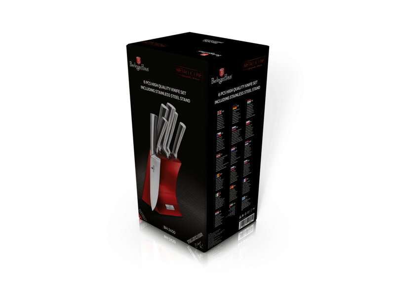 Berlinger BH-2450 6 részes késkészlet állvánnyal, Burgundy