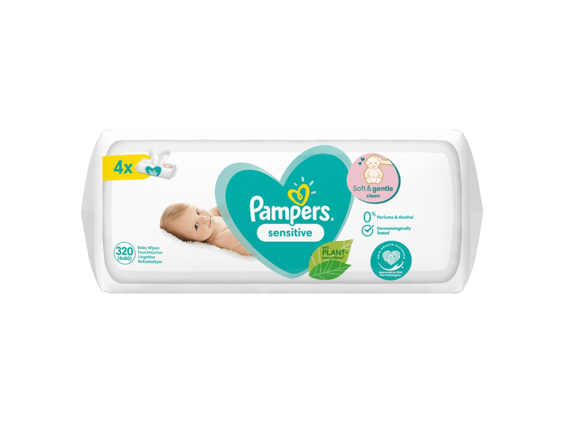 Pampers Sensitive Nedves Törlőkendő, 4 x 80 db