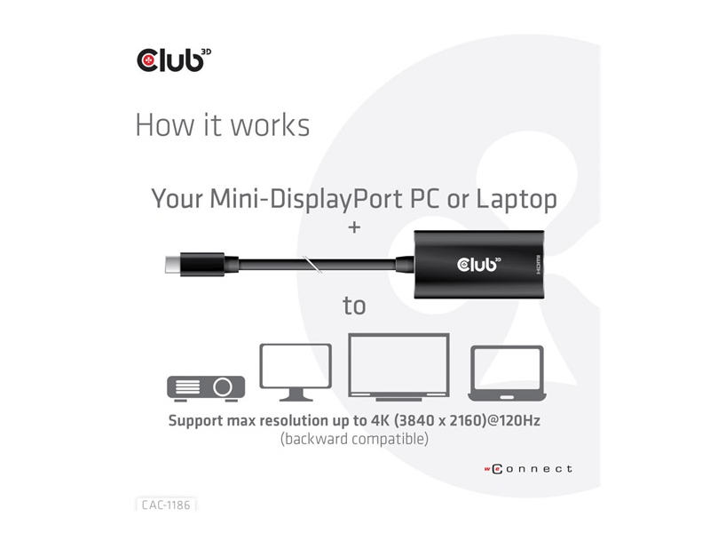 Club 3D CAC-1186 Mini DisplayPort 1.4 - HDMI Adapter