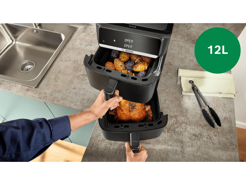 Bosch MAFD661B4 Serie 6 Kétfiókos emeletes airfryer
