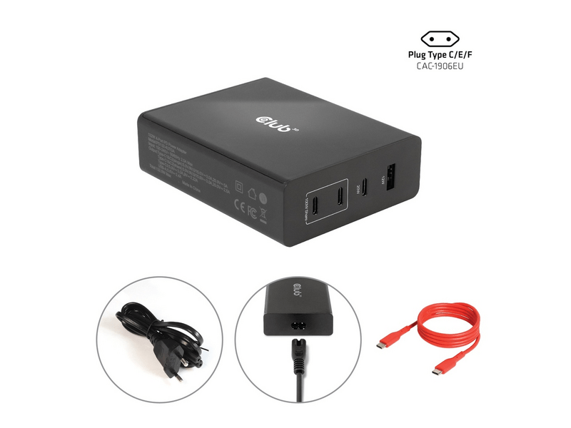 Club 3D CAC-1906 132W GaN 4‑portos Hálózati adapter