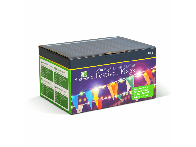 Garden of Eden 11734 Szolár zászlós fényfüzér, 4 m