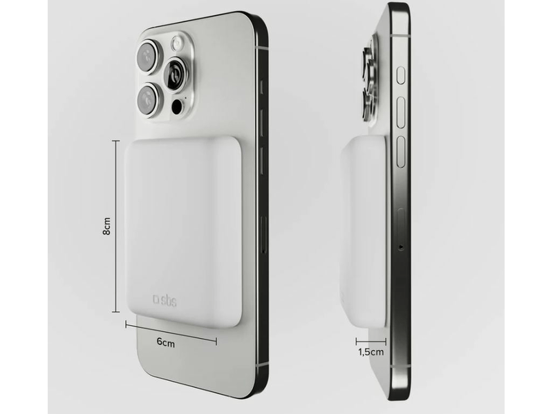 SBS MiniMag PowerBank 5000mAh 15W fehér