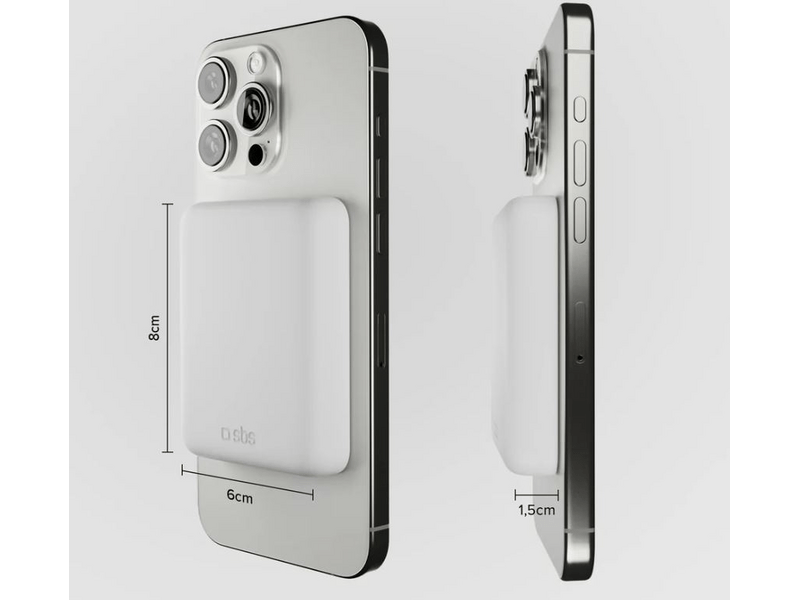 SBS Mini bežična powerbanka od 5000 mAh, bijela (TEBB5000HDMAG)