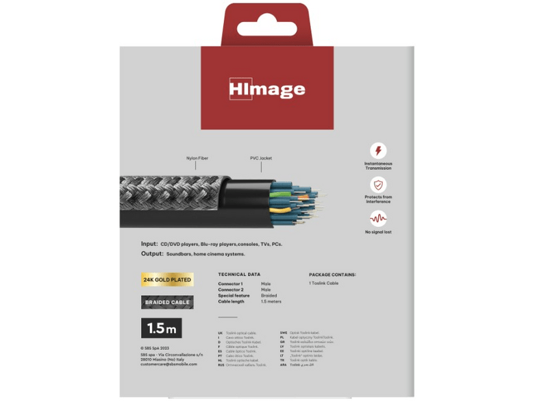 HImage optički kabel s Toslink utikačem, 1,5 m (HIATOSL15MMG)