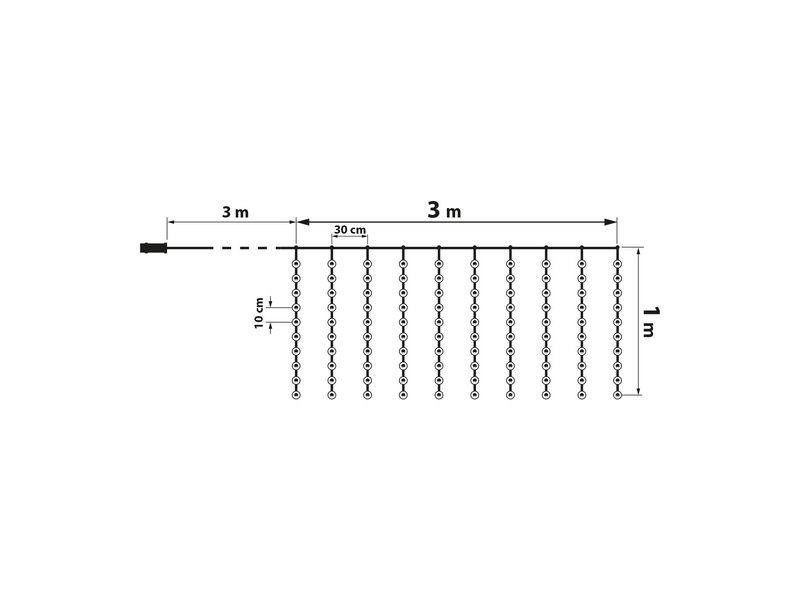 Family 58904A LED fényfüggöny távirányítóval, 3 x 1 m, melegfehér
