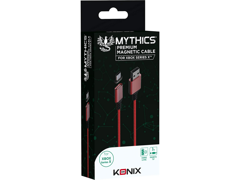 Konix Xbox Series X USB-A/USB-C Mágneses Töltőkábel, 3 m, piros (MCC-SERX/R)