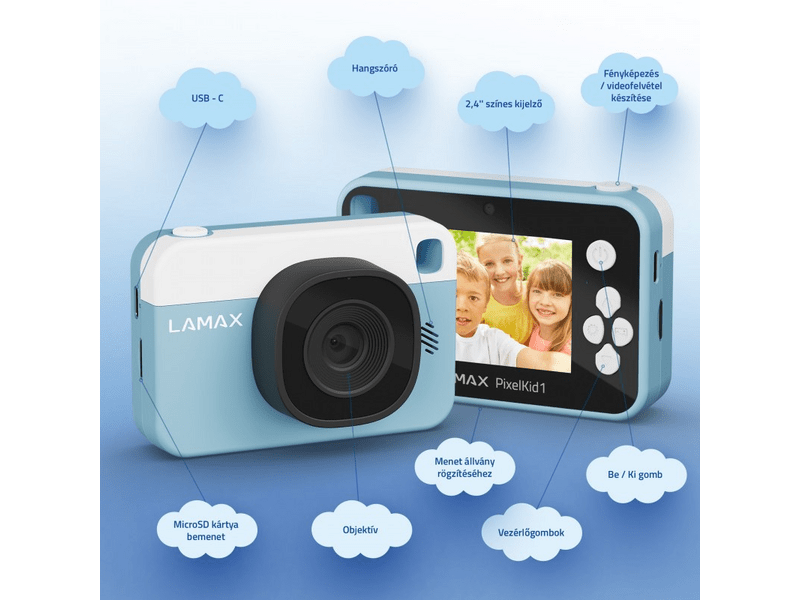 LAMAX PixelKid1 Gyerekkamera, kék