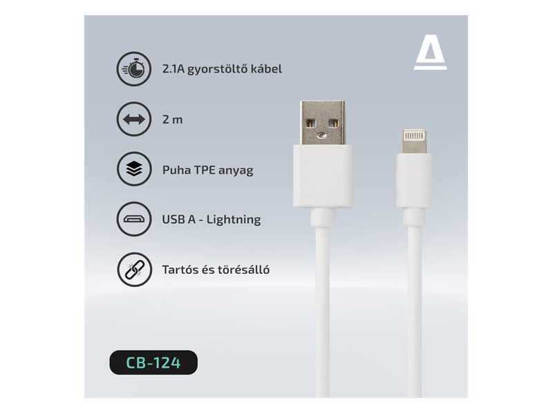 Avax CB124W Pure USB-A/Lightning kábel, 2 m