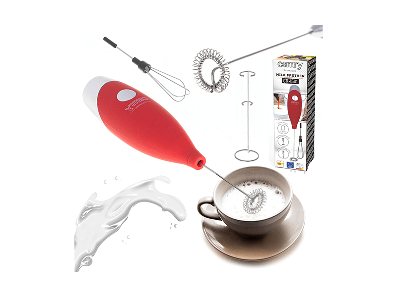 Camry CR 4501 Ručni pjenilica za mlijeko s nastavkom za pjenjenje, crvena