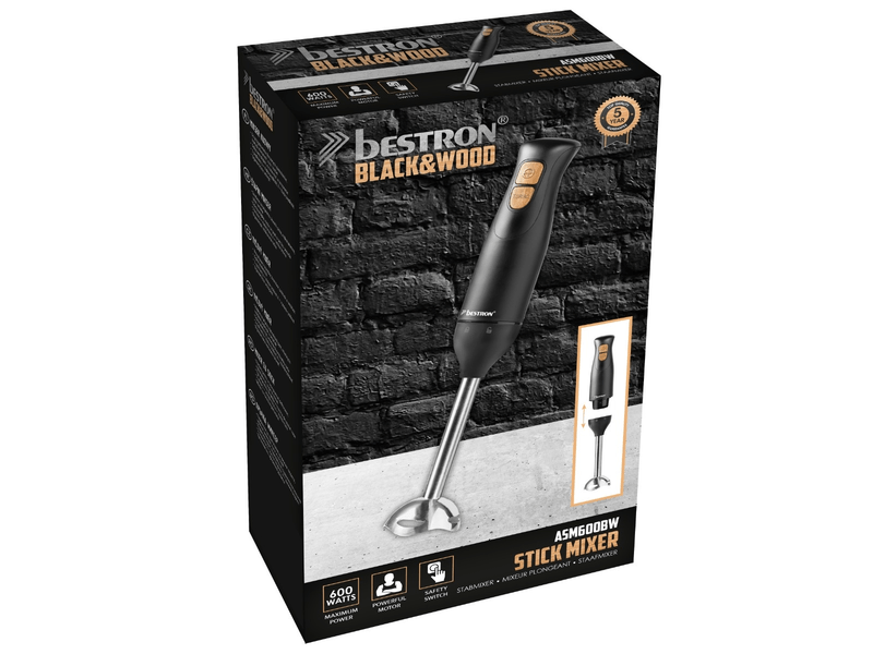 Botmixer,600W,fekete/fa