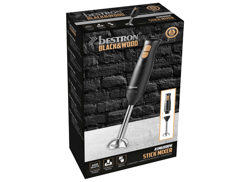 Bestron ASM600 Štapni blender, crno/drvo