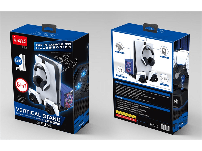 iPega PG-5023 PlayStation 5 asztali tartó/hűtő, fekete