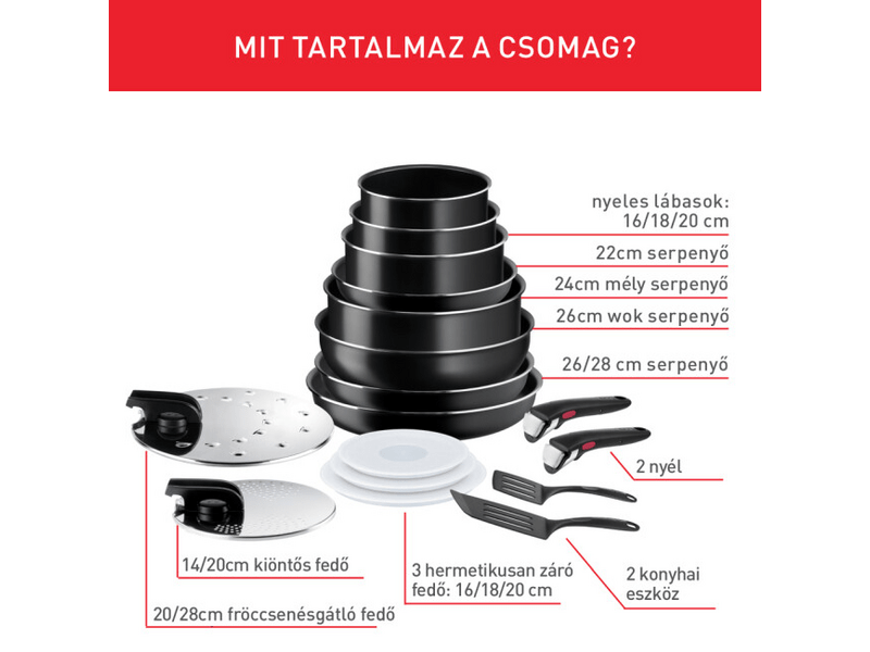 Tefal Ingenio Easy On L1599402 20 db-os edényszett