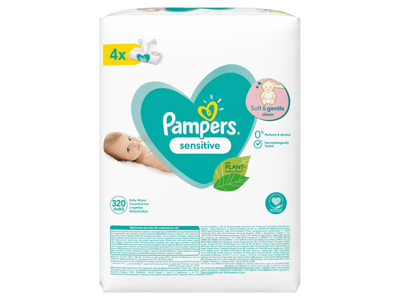 Pampers Sensitive Nedves Törlőkendő, 4 x 80 db