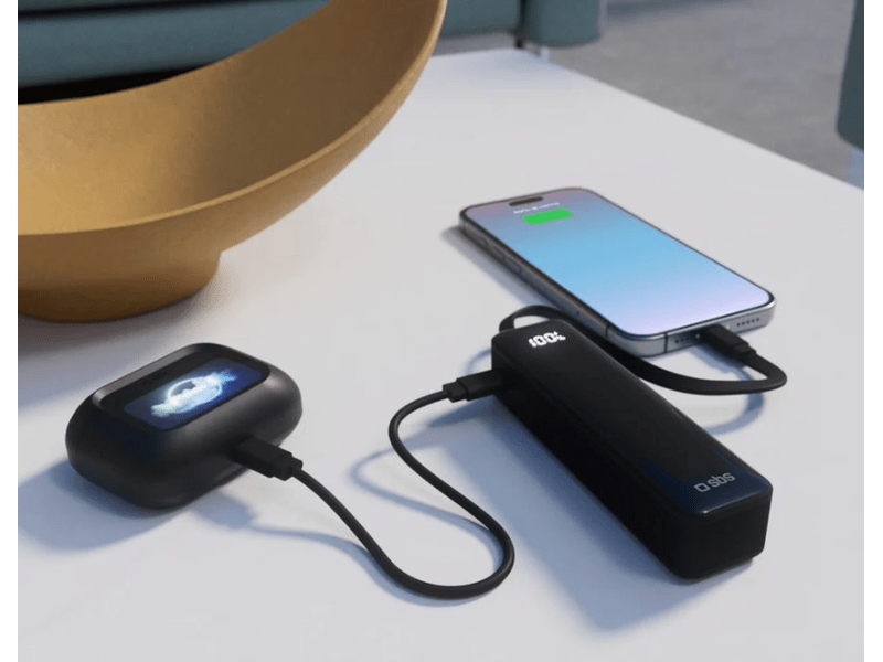 SBS LCD powerbank 5000mAh 10W fekete