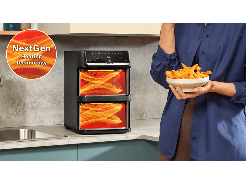 Bosch MAFD661B4 Serie 6 Kétfiókos emeletes airfryer