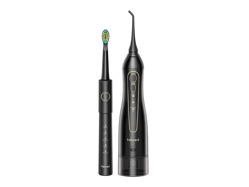 FairyWill FW-5020E + FW-E11 Szónikus fogkefe szájzuhannyal, fekete