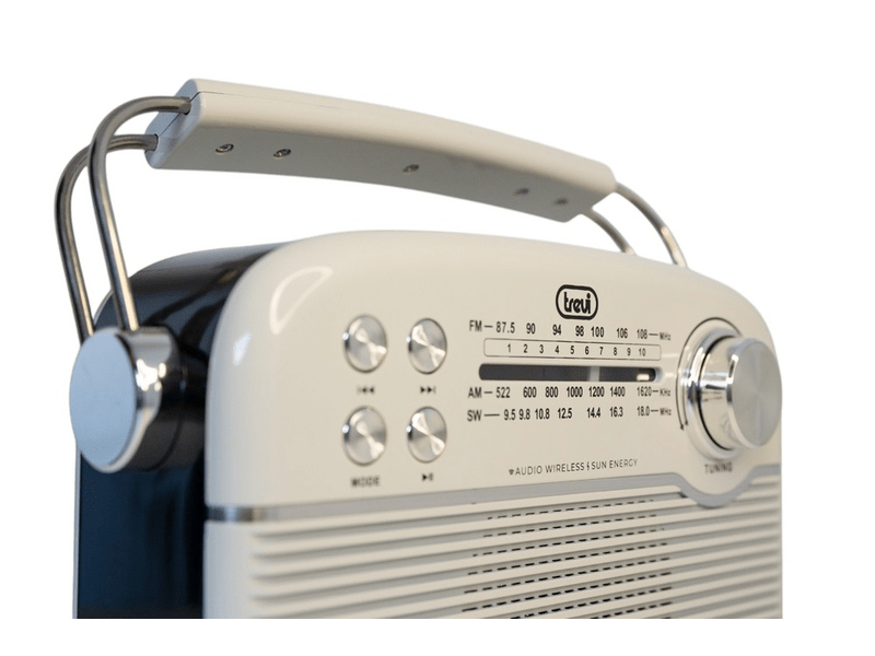 Trevi RA 7F50 BT Hordozható vintage napelemes rádió, krémfehér