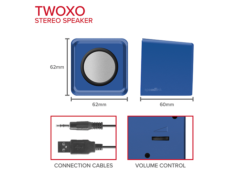 SpeedLink Twoxo Sztereó hangszóró, kék (SL-810004-BE)