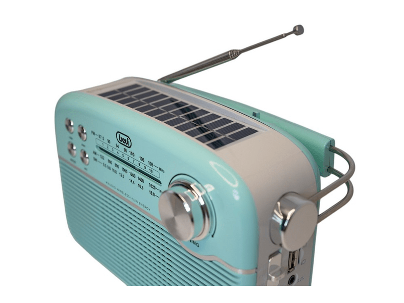 Trevi RA 7F50 BT Hordozható vintage napelemes rádió, tiffany zöld