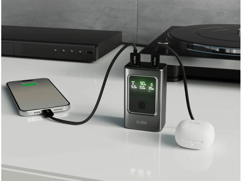 SBS Powerbank 10000 mAh 35W LCD fekete