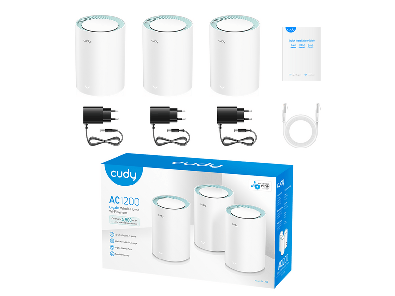 Cudy M1300 3-Pack AC1200 Whole Home Wi-Fi Mesh rendszer