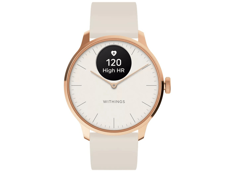 Withings ScanWatch Light Okosóra, 37mm, rózsaarany tok, homokszínű szíj